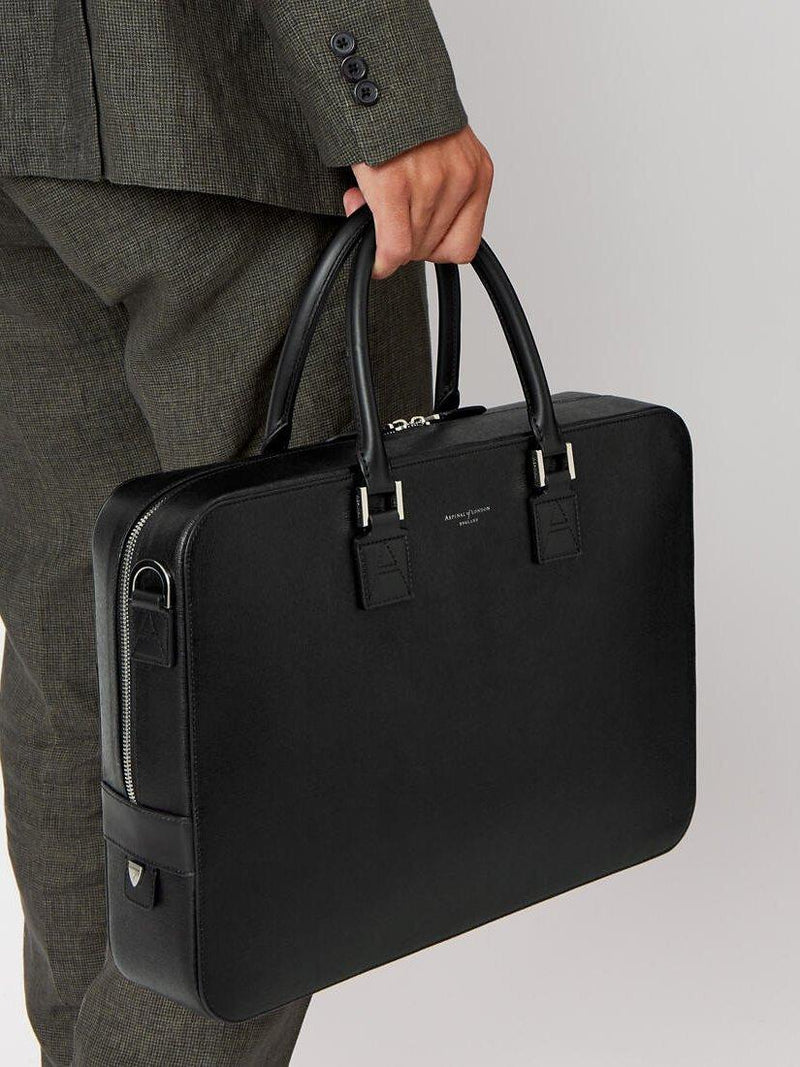 Aspinal of London Mount Street Saffiano leather laptop bag, imported from the UK