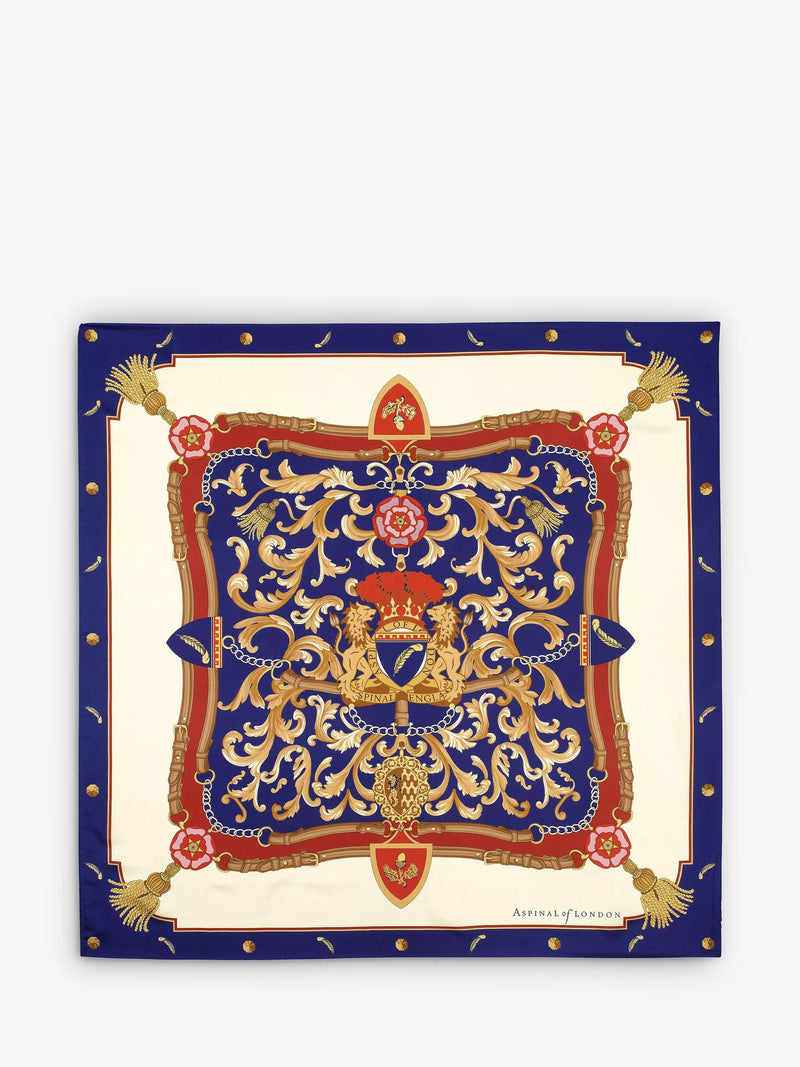 Aspinal of London Signature Shield Silk Square Scarf 90x90cm
