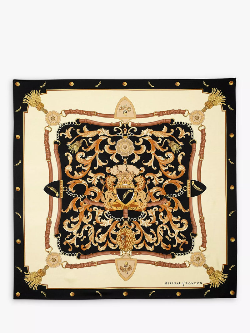 Aspinal of London signature shield silk square scarf 90cm, UK version
