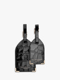 Aspinal of London croc leather luggage tag set of 2, imported from the UK