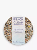 Set of four round cork coasters with recycled plastics by LIGA, UK version