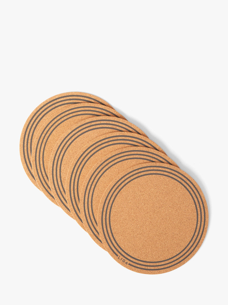LIGA round cork placemats set of 6 natural, imported from the UK