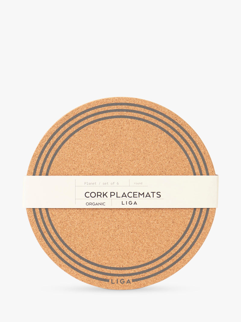 LIGA round cork placemats set of 6 natural, imported from the UK
