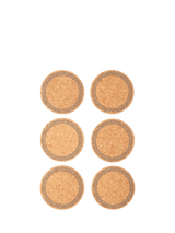 John Lewis LIGA Cork Printed Round Coasters, Set of 6, Natural- Buy online at McGrocer