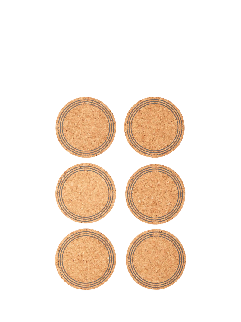 LIGA cork coasters set of 6 natural - British product