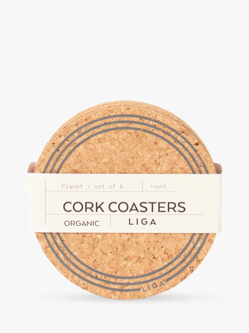 LIGA cork coasters set of 6 natural - British product