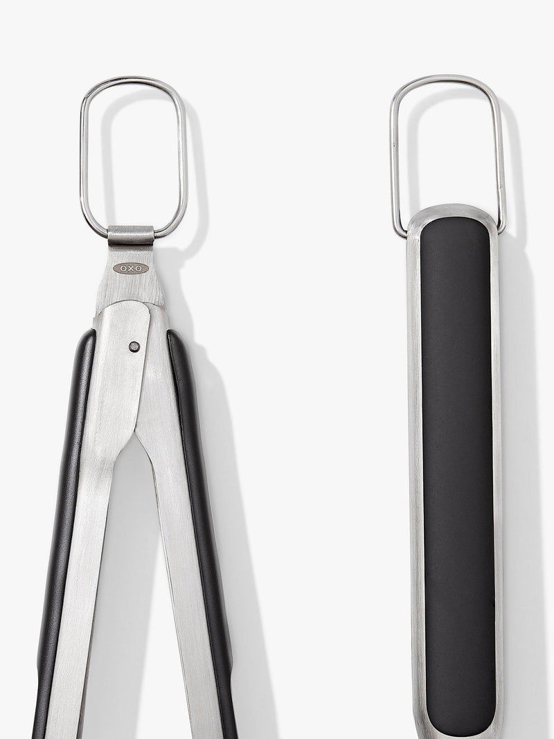 OXO Good Grips 3-piece BBQ tool set with tongs turner rest (British brand)