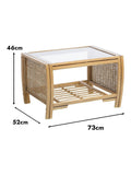 Desser rattan coffee table with glass top, imported from the UK