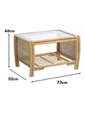 Desser rattan coffee table with glass top, imported from the UK