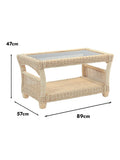 Desser Dijon rattan coffee table with glass top, British product
