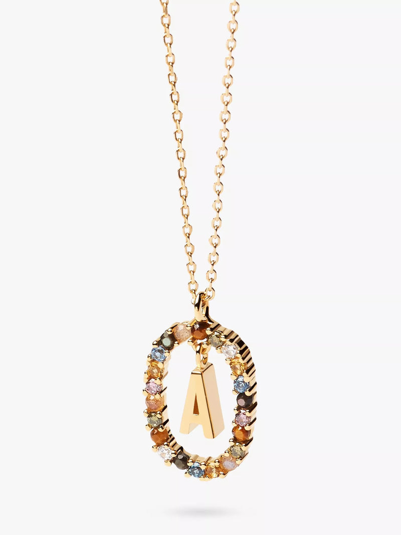 PDPAOLA initial crystal pendant necklace in gold - British product