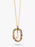 PDPAOLA Alphabet Initial Crystal Pendant Necklace Gold/Multi
