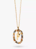 PDPAOLA Alphabet Initial Crystal Pendant Necklace Gold/Multi