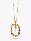 PDPAOLA Alphabet Initial Crystal Pendant Necklace Gold/Multi