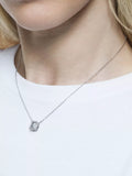Swarovski octagonal pendant necklace in silver with clear crystals - British product