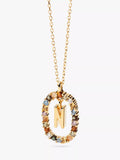 PDPAOLA Alphabet Initial Crystal Pendant Necklace Gold/Multi