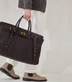 Brunello Cucinelli leather travel bag with grained calfskin, 50x58x25cm - British product