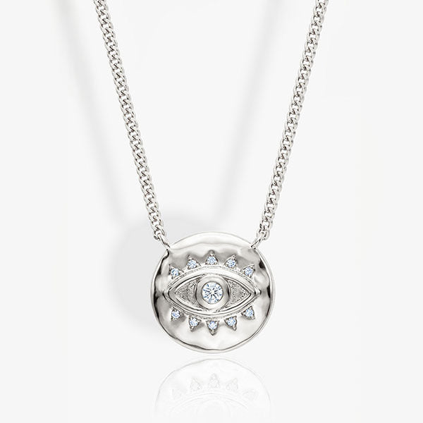 MUCHV evil eye coin necklace 47cm sterling silver (British brand)