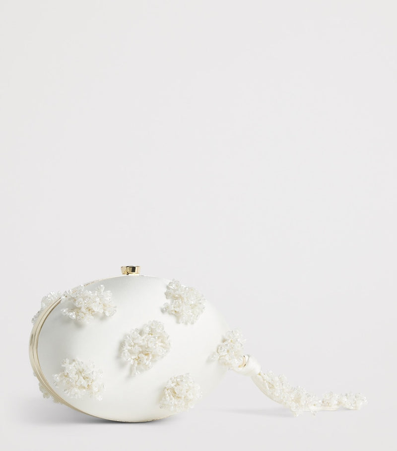 Self-Portrait satin embellished clutch bag - British product