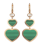 Chopard Happy Hearts drop earrings in 18k rose gold with malachite and moving diamond, UK version