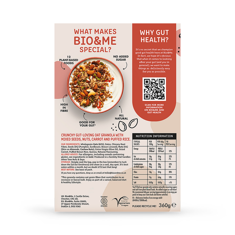 Bio & Me Super Seedy Nutty granola 360g - British product
