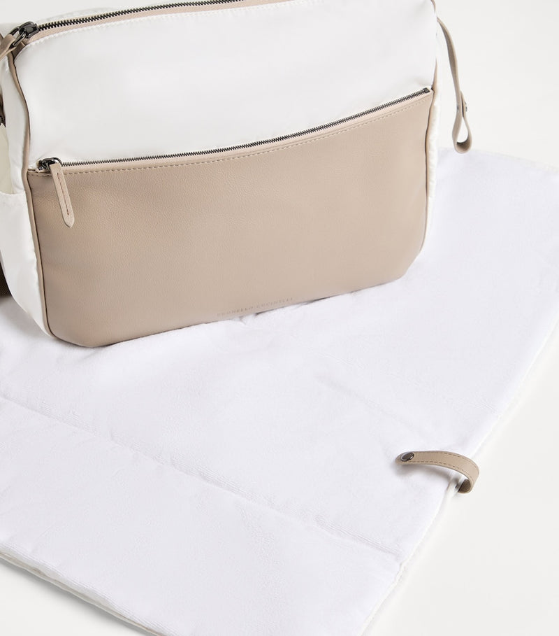 Brunello Cucinelli Kids leather-nylon changing bag, imported from the UK