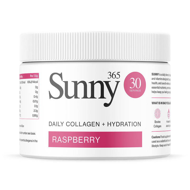 Sunny collagen and electrolytes powder blend raspberry 30 sachets, UK version