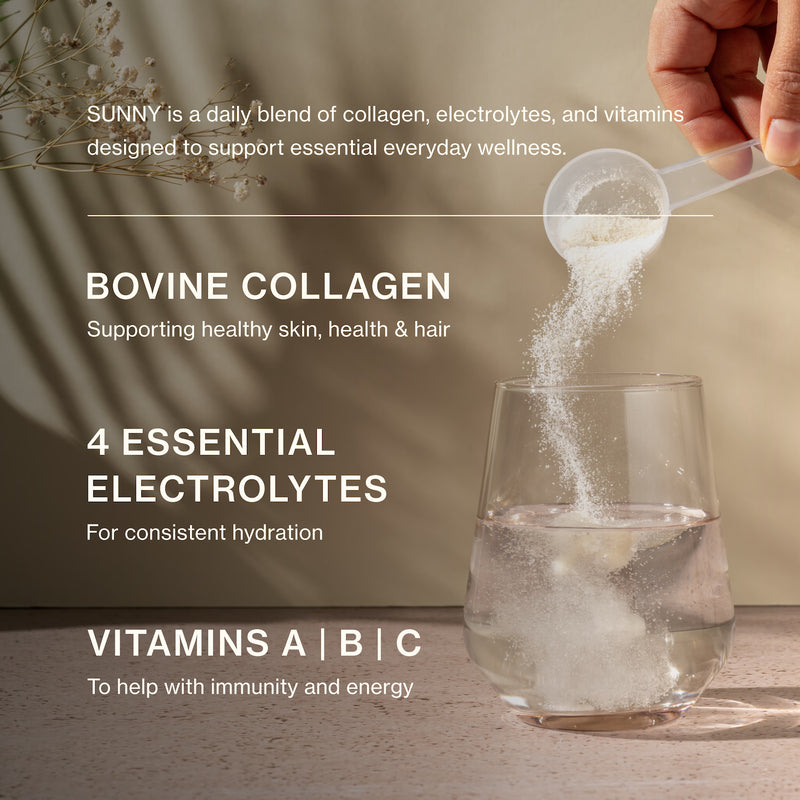 Sunny collagen and electrolytes powder blend raspberry 30 sachets, UK version