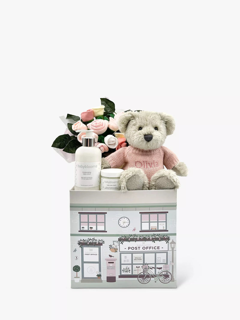 Babyblooms Personalised Berkeley Bear Welcome Baby Hamper, Blue