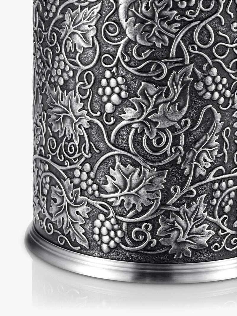 Pewter Bottle Chiller with Insulated Liner and Grape Motif