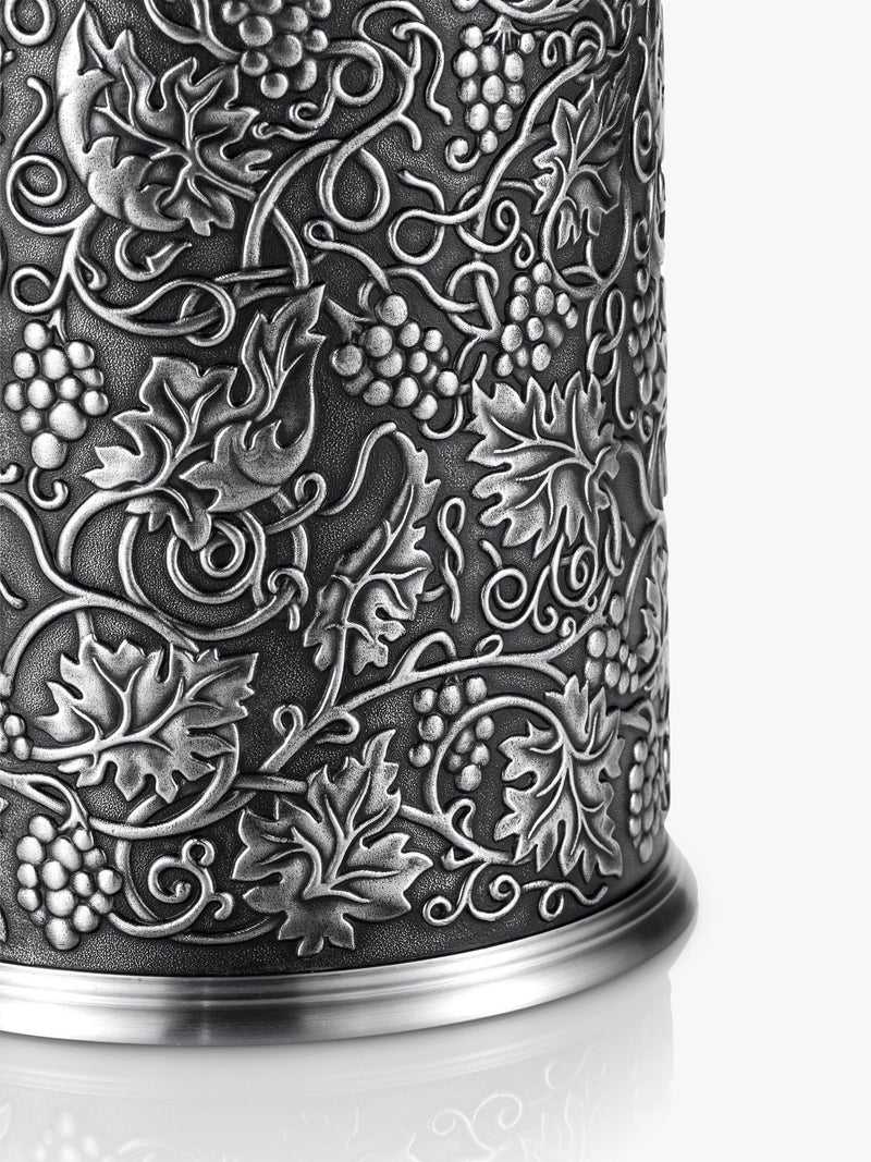 Pewter Bottle Chiller with Insulated Liner and Grape Motif