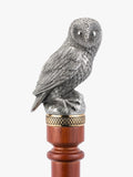 Decorative Pewter Owl Walking Stick on Tan-Stained Sepetir Wood