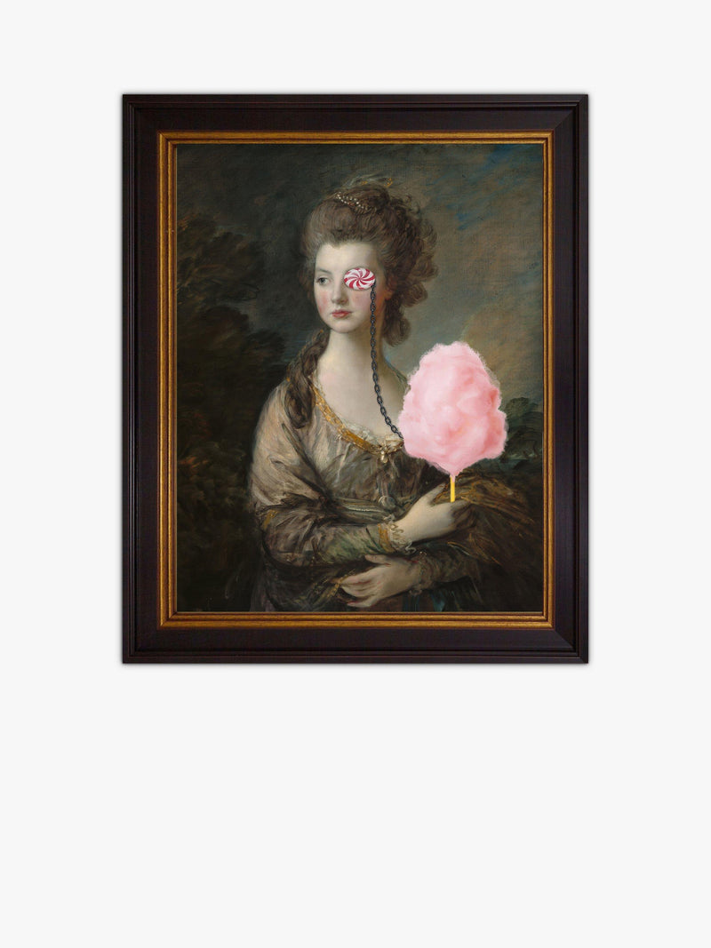 Brookpace Lascelles framed canvas print of Candy Floss Lady, 61 x 51cm in pink and multi - British product