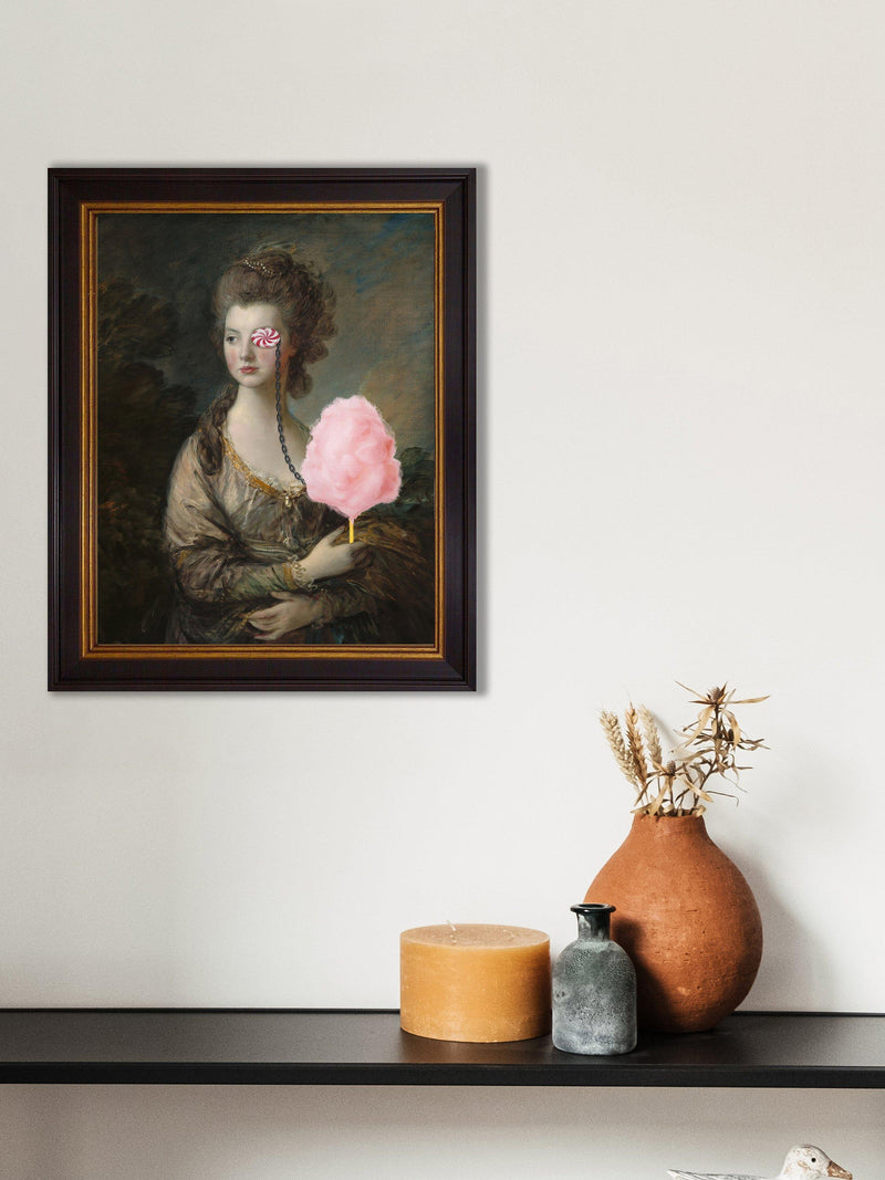 Brookpace Lascelles framed canvas print of Candy Floss Lady, 61 x 51cm in pink and multi - British product