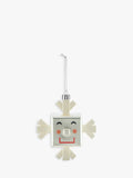 Cubic Glass Christmas Tree Bauble with Snowflake Design