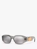Versace men's irregular sunglasses grey acetate frame mirrored lenses - British product