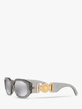 Versace men's irregular sunglasses grey acetate frame mirrored lenses - British product