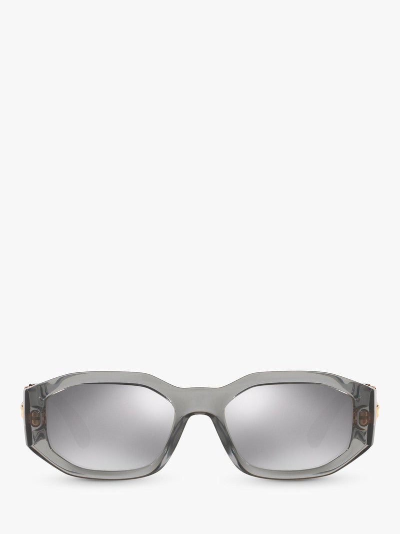 Versace men's irregular sunglasses grey acetate frame mirrored lenses - British product
