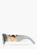 Versace men's irregular sunglasses grey acetate frame mirrored lenses - British product