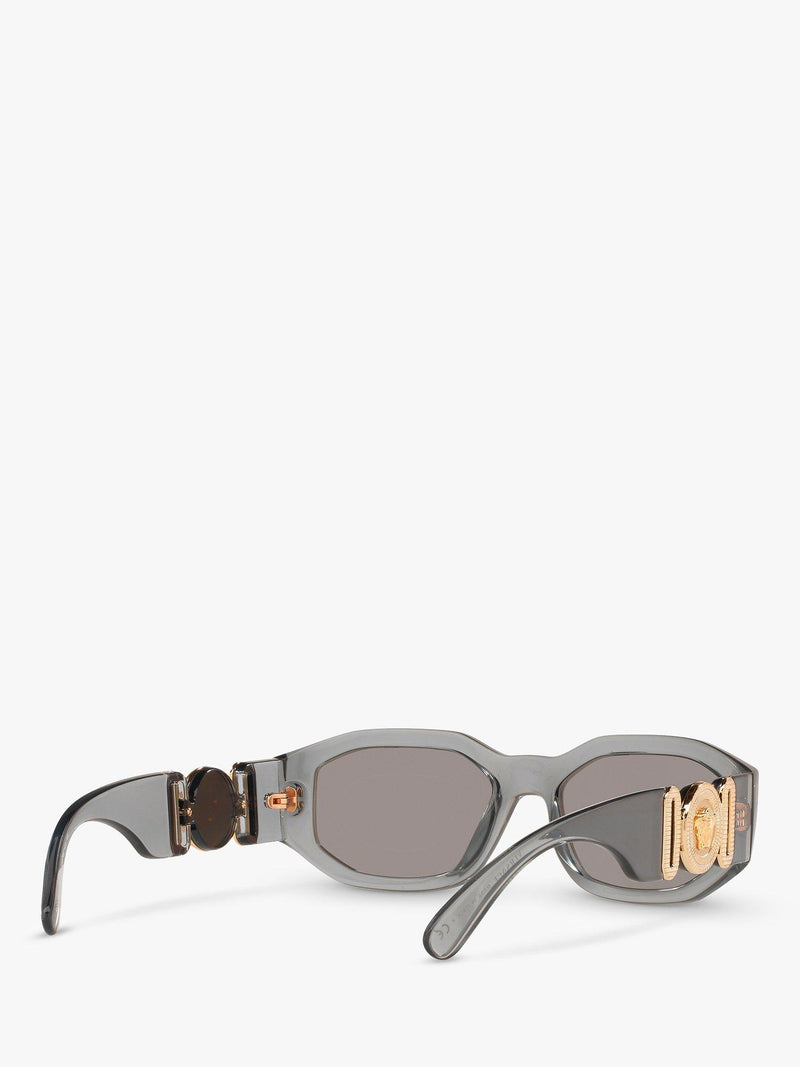 Versace men's irregular sunglasses grey acetate frame mirrored lenses - British product