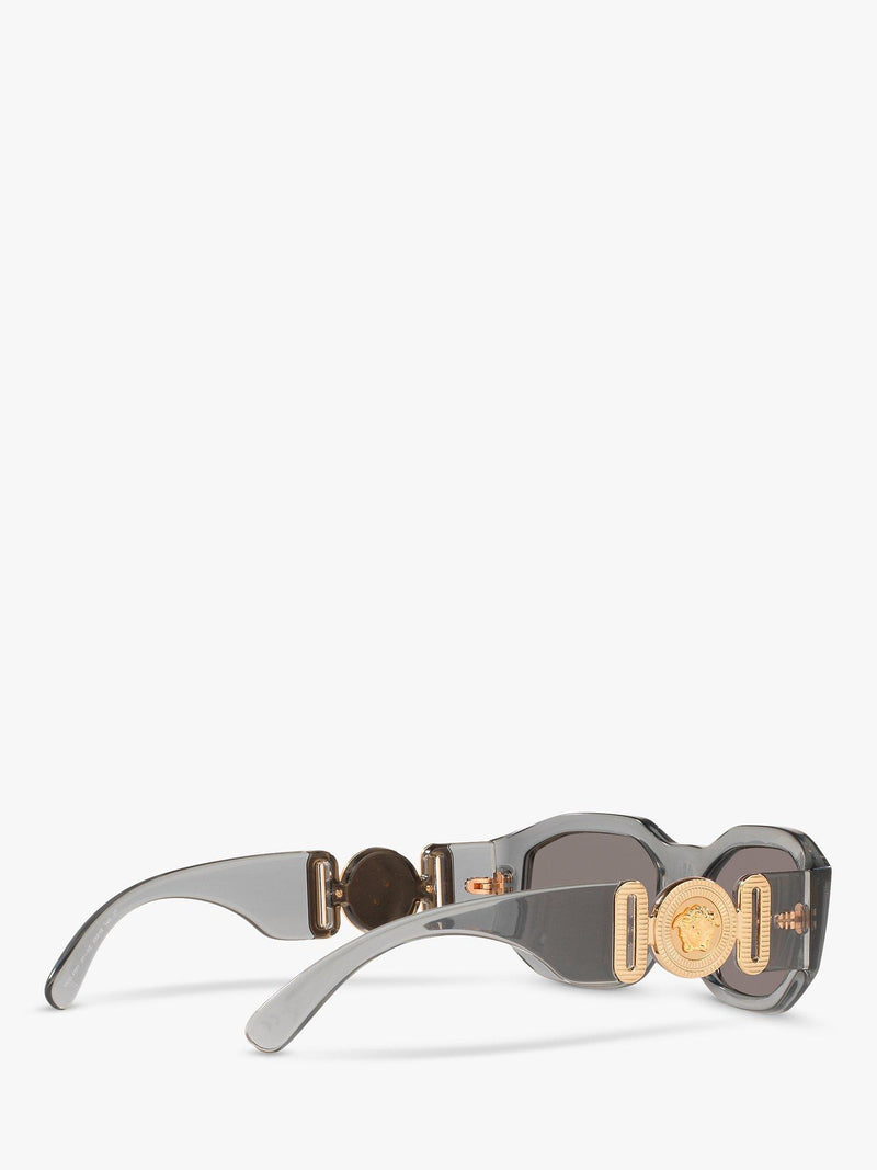 Versace men's irregular sunglasses grey acetate frame mirrored lenses - British product