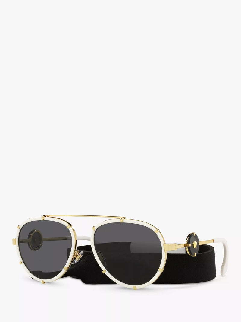 Versace women's aviator sunglasses white on gold, imported from the UK