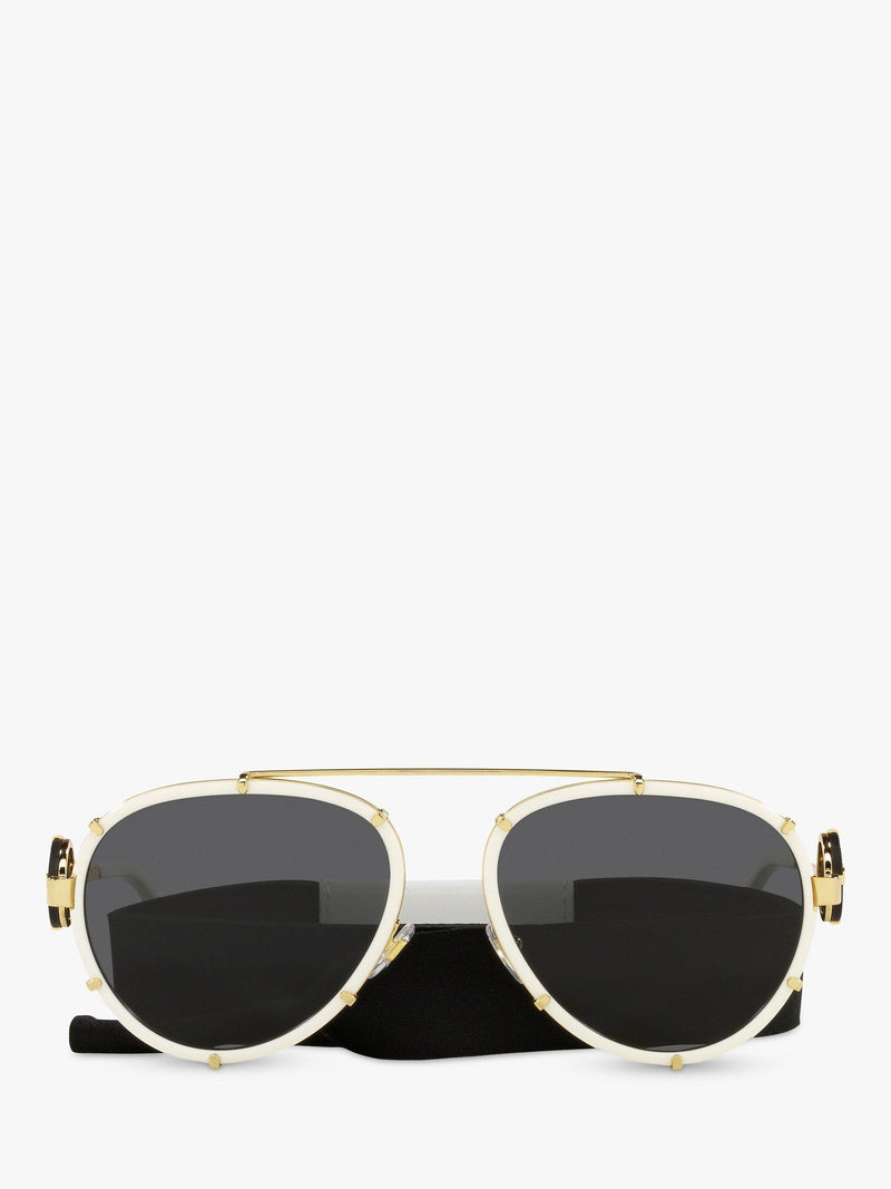 Versace women's aviator sunglasses white on gold, imported from the UK