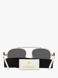 Versace women's aviator sunglasses white on gold, imported from the UK