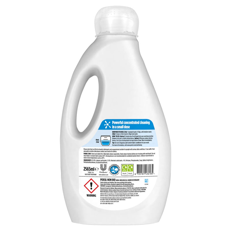 Persil non bio laundry liquid 2.565L, imported from the UK