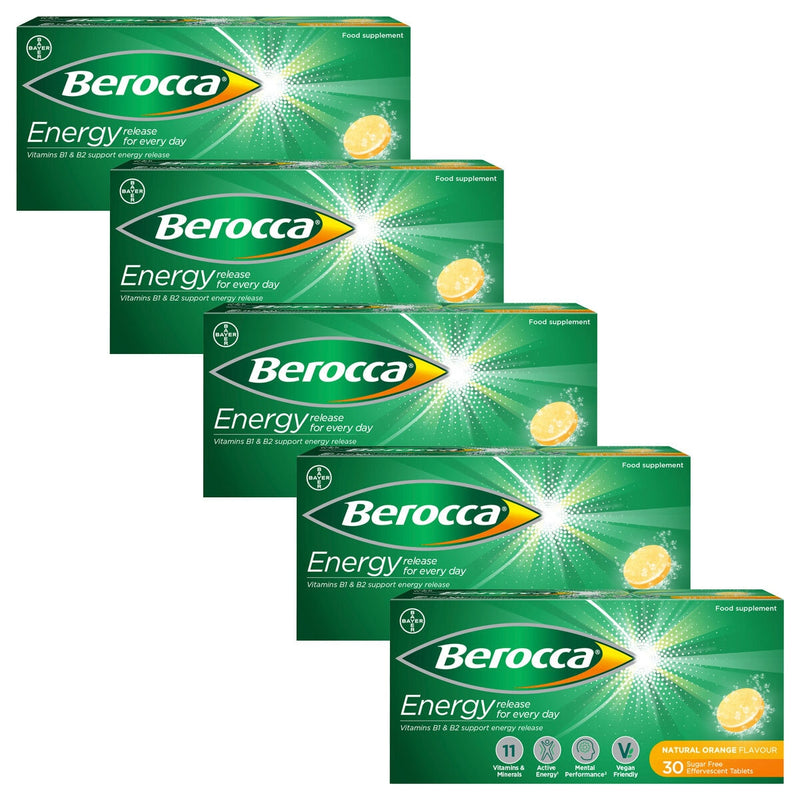 Berocca multivitamin tablets orange flavour 5 x 30 count, UK version