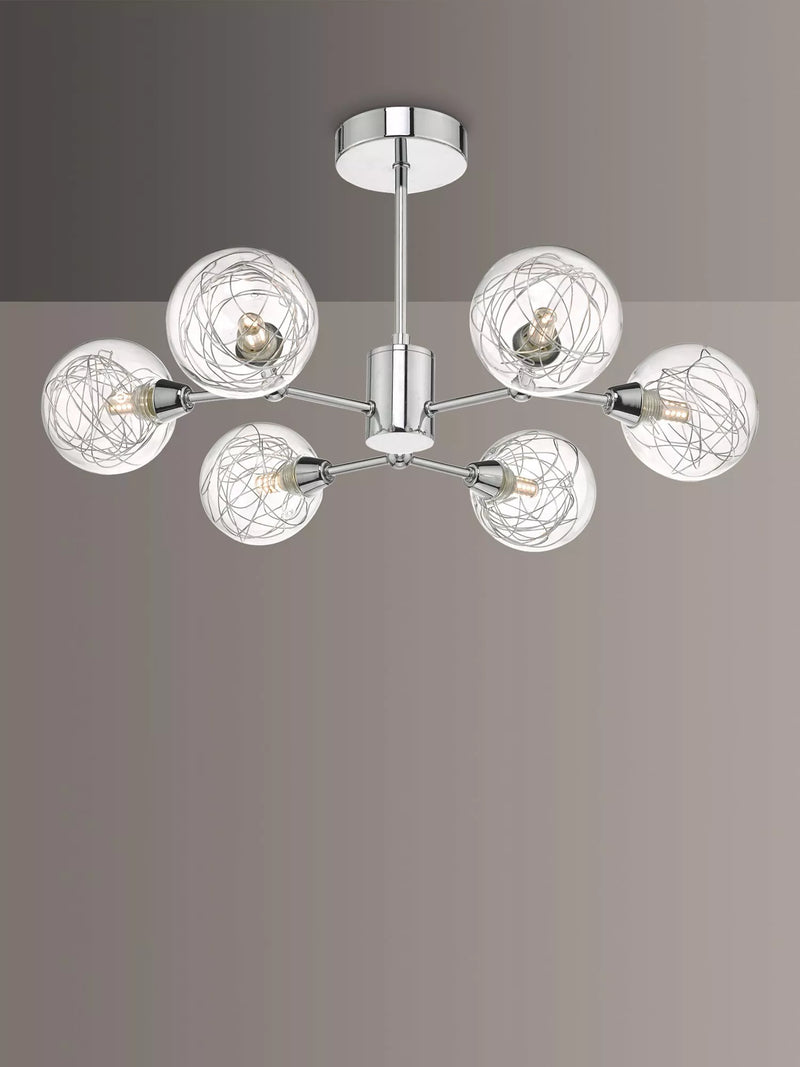 Där Tyka semi flush ceiling light polished chrome, imported from the UK