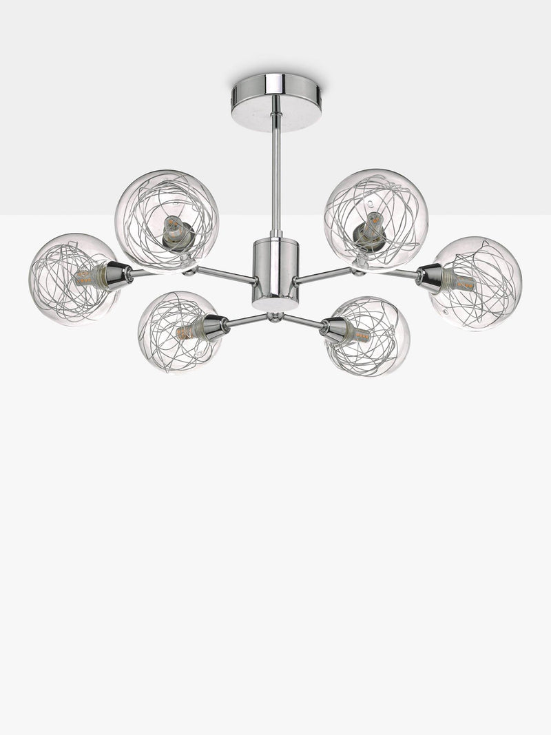 Där Tyka semi flush ceiling light polished chrome, imported from the UK