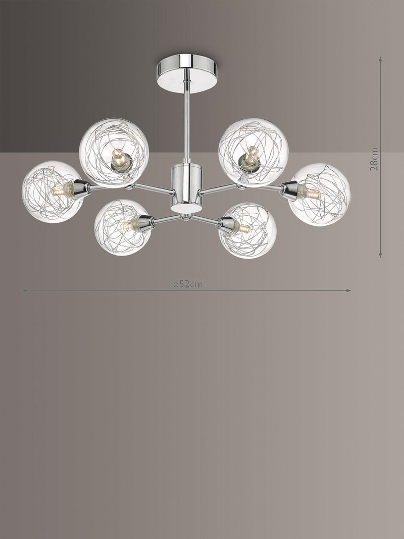 Där Tyka semi flush ceiling light polished chrome, imported from the UK