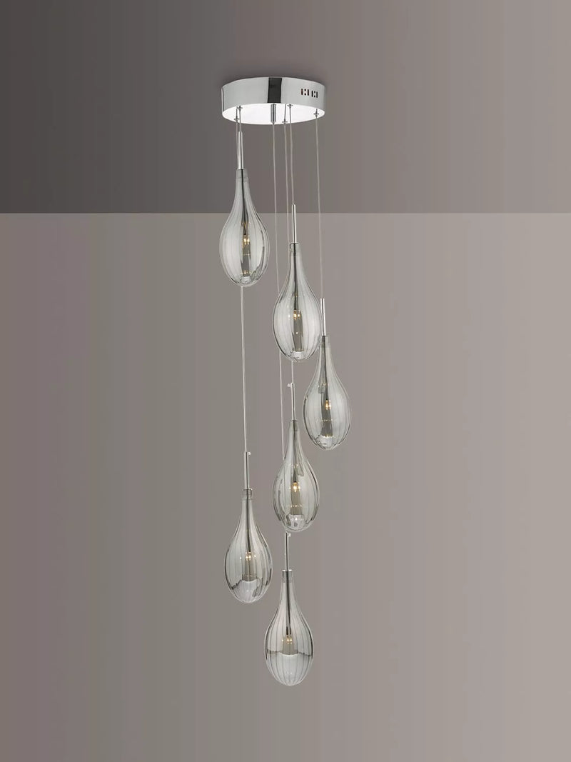 Där Seta cluster pendant ceiling light with smoked glass shades - British product